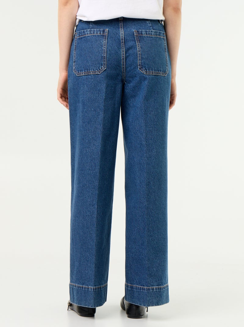 Wijde jeans met hoge taille en opgestikte zakken Blauw - Kiabi