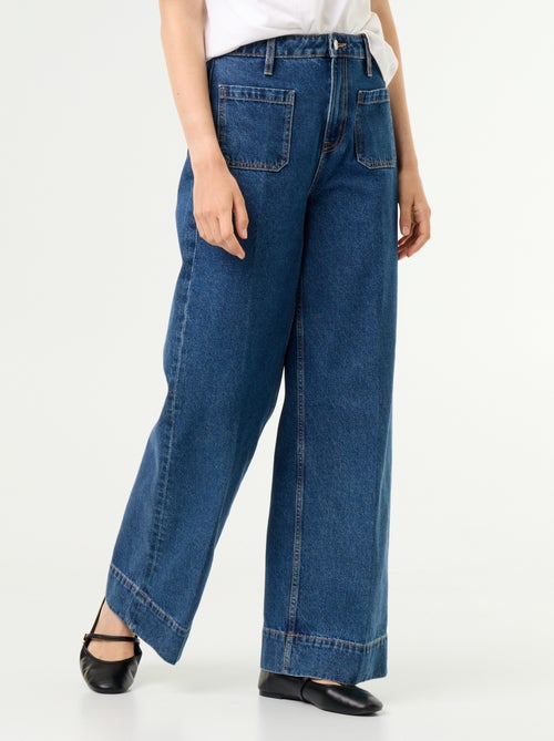 Wijde jeans met hoge taille en opgestikte zakken - Kiabi