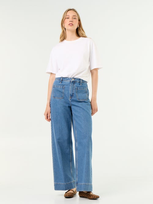 Wijde jeans met hoge taille en opgestikte zakken - Kiabi