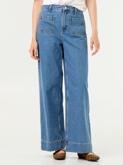 Wijde jeans met hoge taille en opgestikte zakken - Kiabi