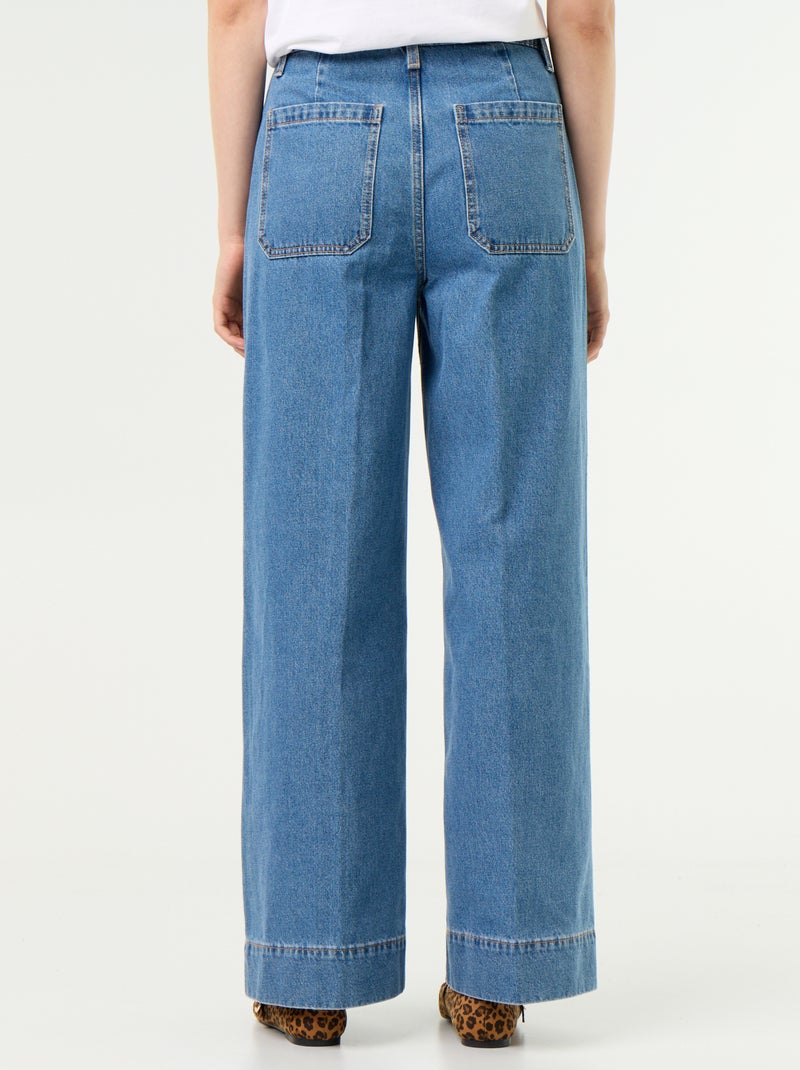 Wijde jeans met hoge taille en opgestikte zakken Blauw - Kiabi