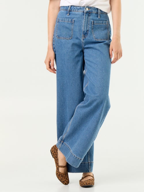 Wijde jeans met hoge taille en opgestikte zakken - Kiabi