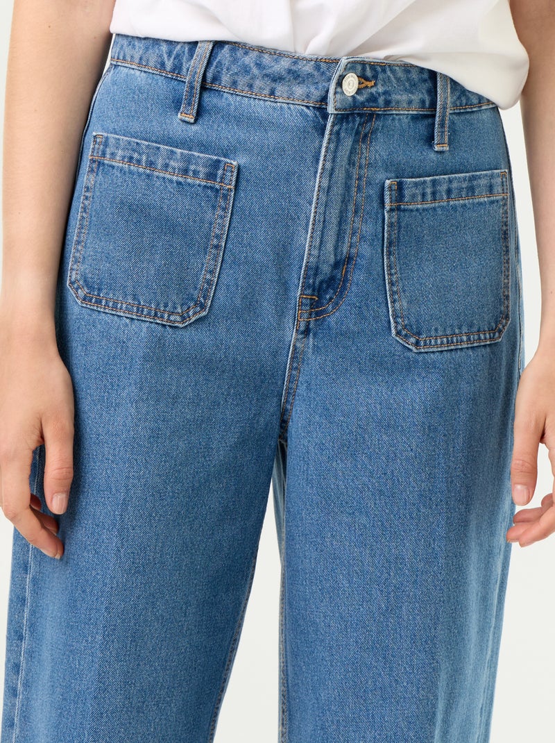 Wijde jeans met hoge taille en opgestikte zakken Blauw - Kiabi