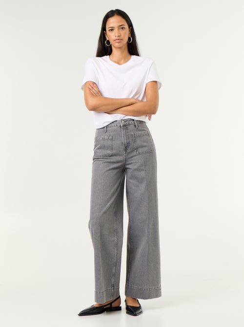 Wijde jeans met hoge taille en opgestikte zakken - Kiabi