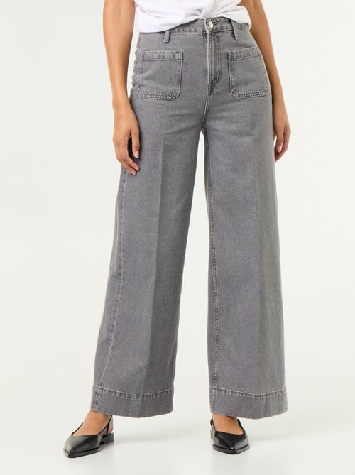 Wijde jeans met hoge taille en opgestikte zakken - Kiabi