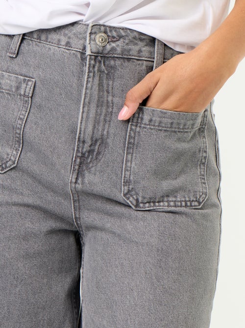 Wijde jeans met hoge taille en opgestikte zakken - Kiabi