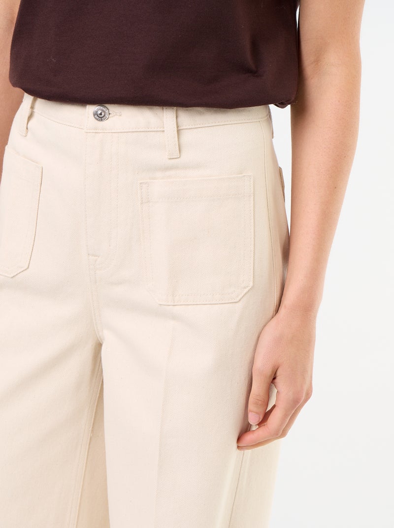 Wijde jeans met hoge taille en opgestikte zakken Wit - Kiabi