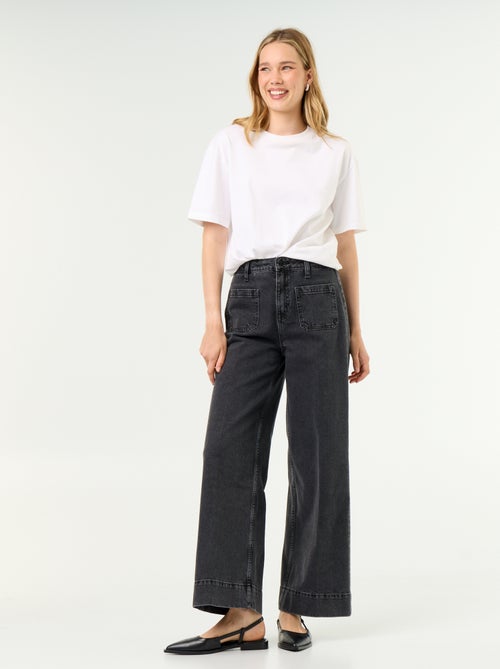 Wijde jeans met hoge taille en opgestikte zakken - Kiabi