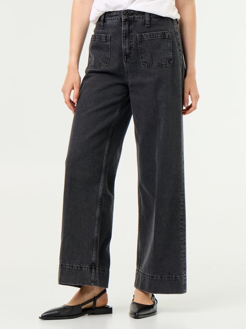 Wijde jeans met hoge taille en opgestikte zakken - Kiabi