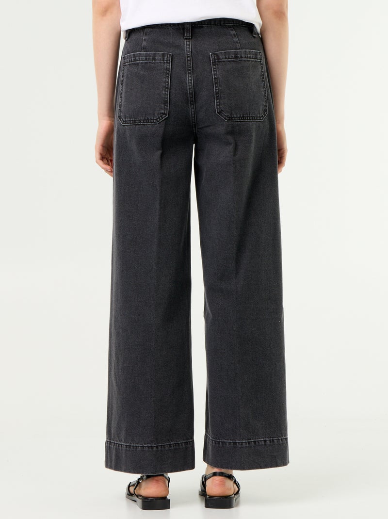 Wijde jeans met hoge taille en opgestikte zakken Zwart - Kiabi