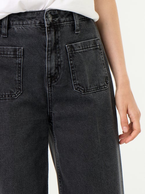 Wijde jeans met hoge taille en opgestikte zakken - Kiabi