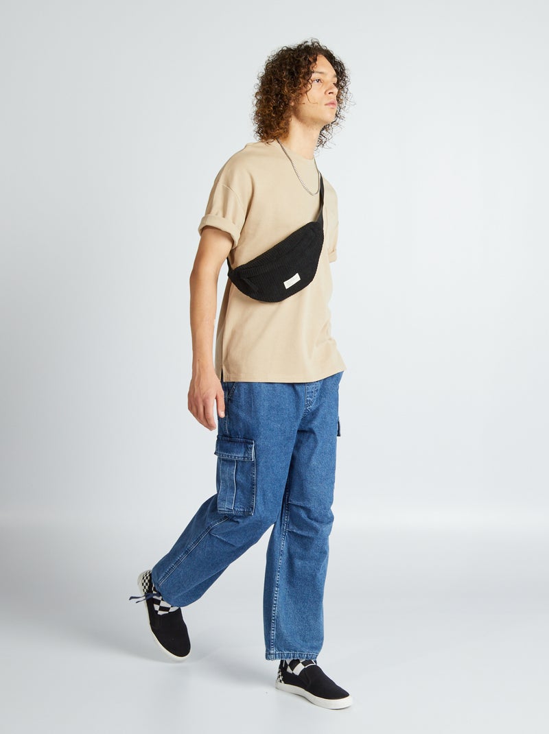 Wijde jeans met klepzakjes BLAUW - Kiabi