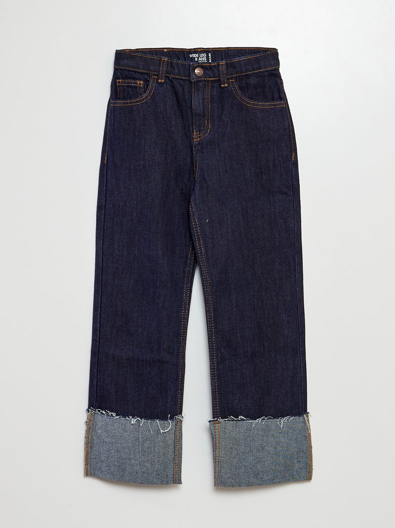 Wijde jeans met omslag BLAUW - Kiabi