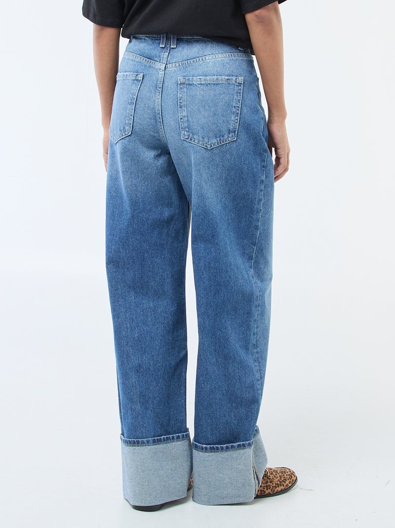 Wijde jeans met omslag Blauw - Kiabi