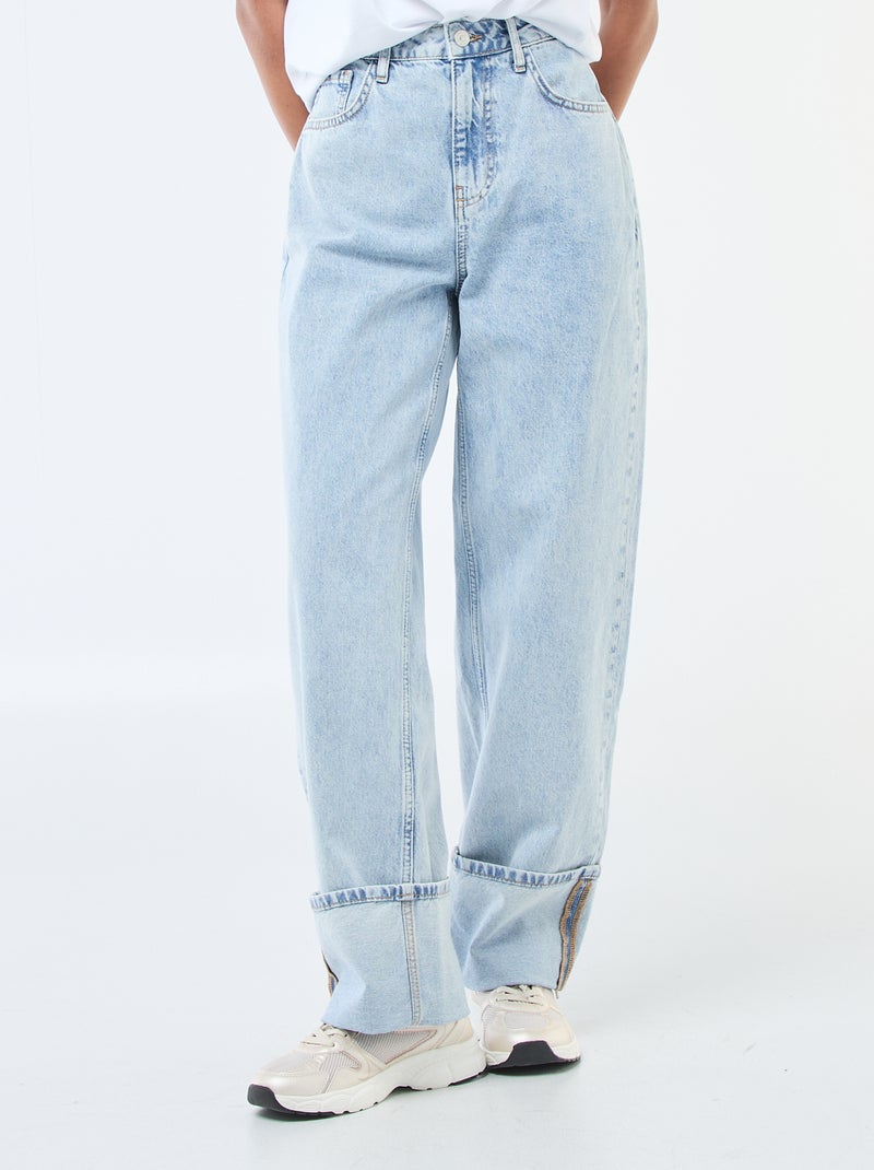 Wijde jeans met omslag Blauw - Kiabi