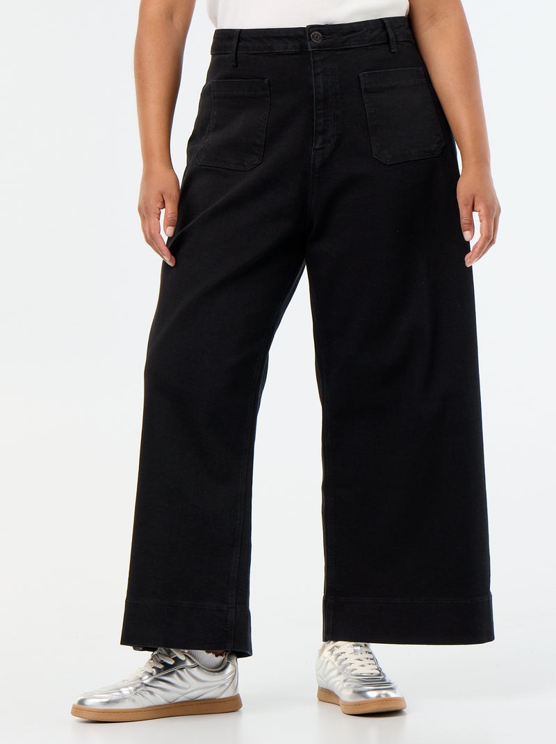 Wijde jeans met opgestikte zakken Zwart - Kiabi