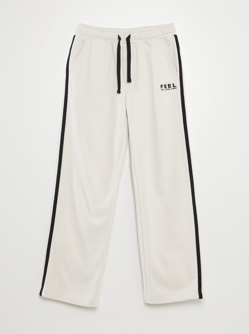 Wijde joggingbroek met contrasterende strepen WIT - Kiabi