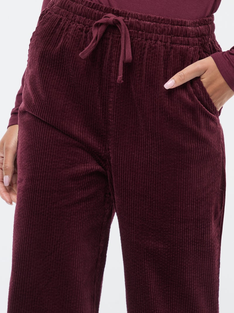 Wijde joggingbroek met ribbeltextuur Rood - Kiabi