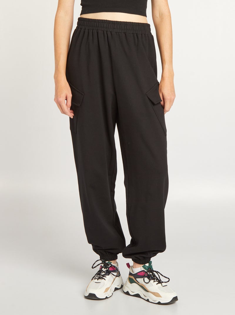 Wijde joggingbroek ZWART - Kiabi