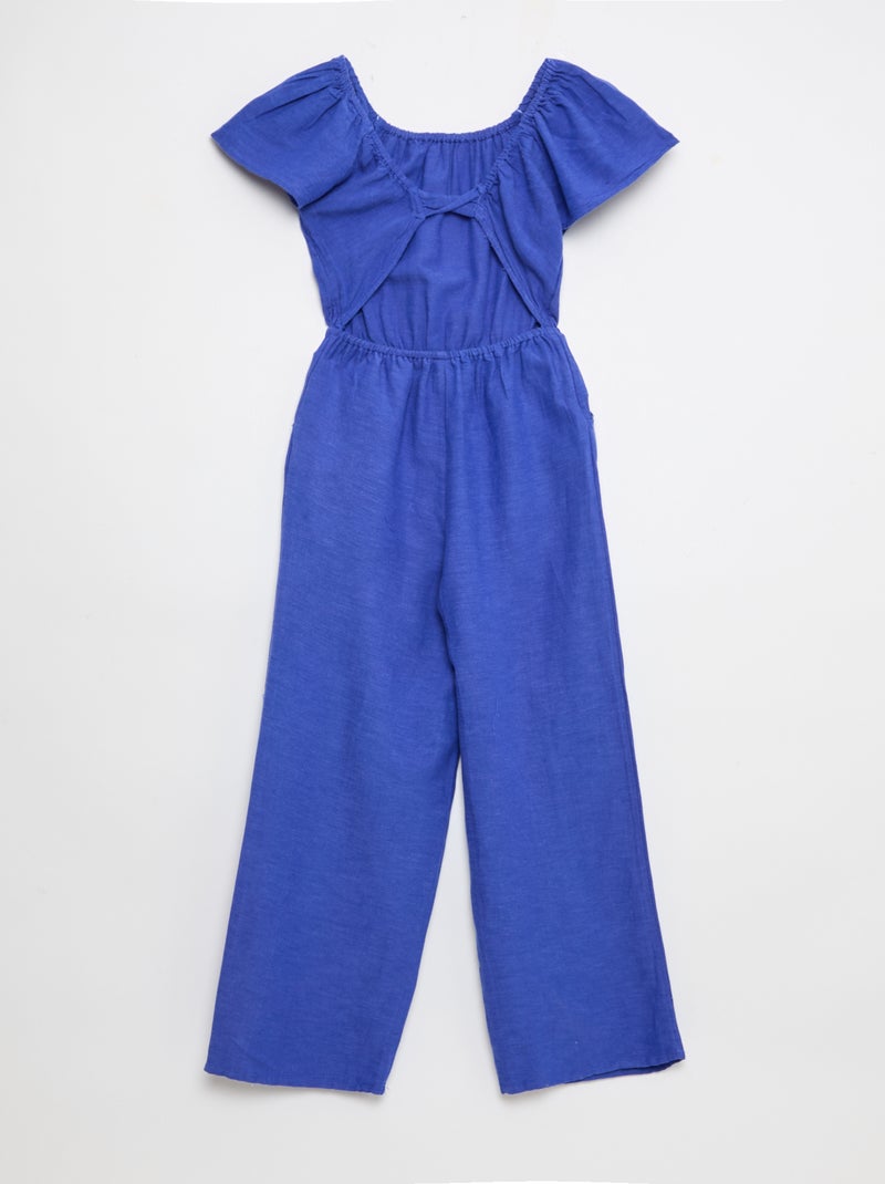 Wijde jumpsuit met korte mouwen Blauw - Kiabi