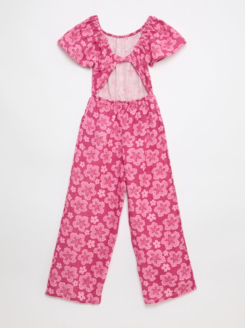 Wijde jumpsuit met korte mouwen Rose - Kiabi