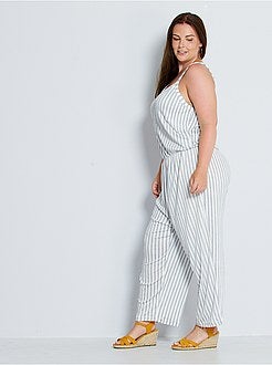 Wijde jumpsuit van gestreept tricot - Kiabi