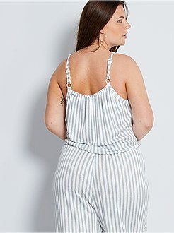 Wijde jumpsuit van gestreept tricot - Kiabi