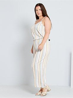 Wijde jumpsuit van gestreept tricot - Kiabi