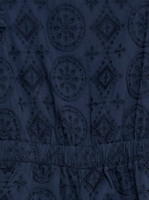 Wijde jumpsuit van katoen met Engelse broderie en ruches - Kiabi