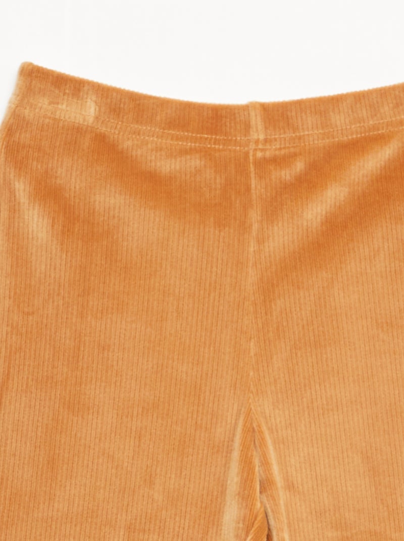 Wijde legging van ribfluweel Bruin - Kiabi
