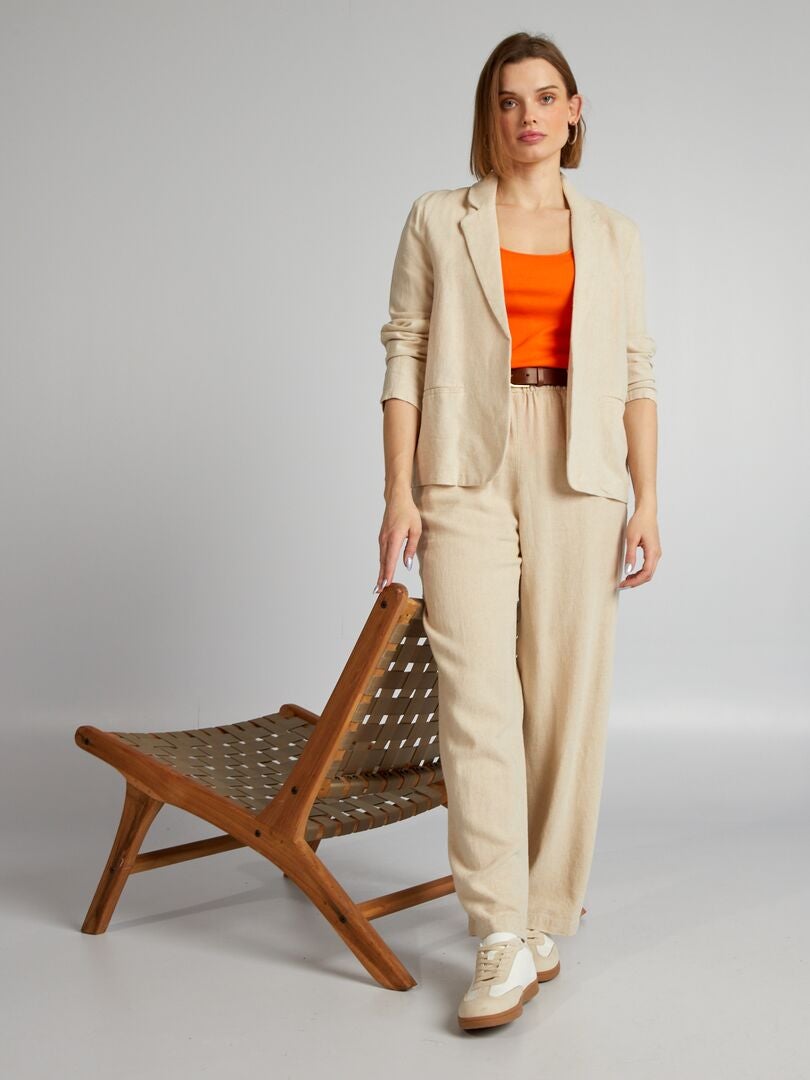 Wijde linnen broek met hoge taille - WIT - Kiabi - 22.00 Wijde linnen broek met hoge taille - WIT - Kiabi - 22.00