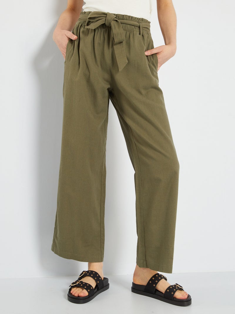 HOTIAN brede damesbroek, wijde linnen broek, lang, hoge taille, rekbare HOTIAN brede damesbroek, wijde linnen broek, lang, hoge taille, rekbare
