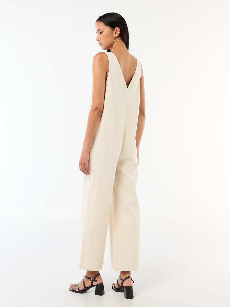 Wijde mouwloze jumpsuit Wit - Kiabi