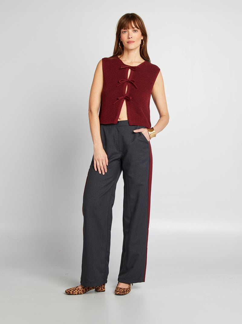Wijde nette broek met strepen aan weerszijden BLAUW - Kiabi