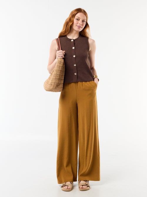 Wijde pantalon van soepelvallende stof - Kiabi