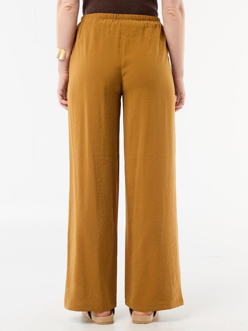 Wijde pantalon van soepelvallende stof Bruin - Kiabi