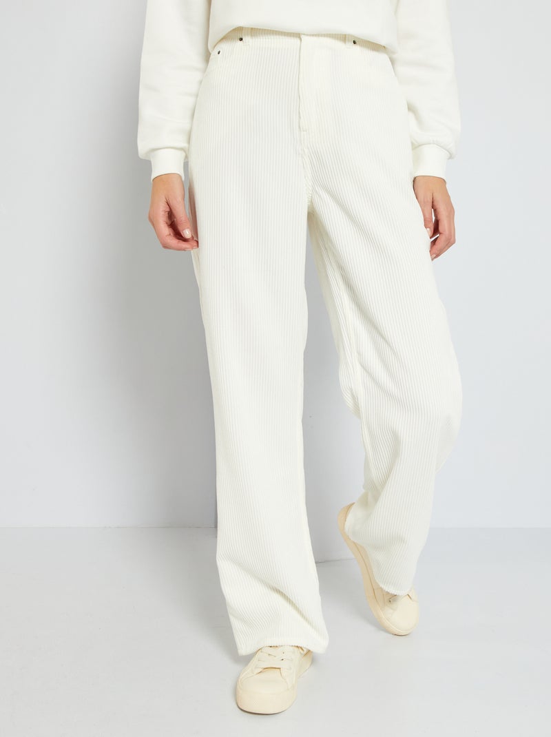 Wijde ribbroek WIT - Kiabi