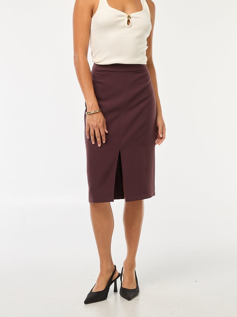 Wijde rok met hoge taille Paars - Kiabi