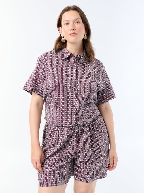 Wijde short met geborduurde prints - Kiabi