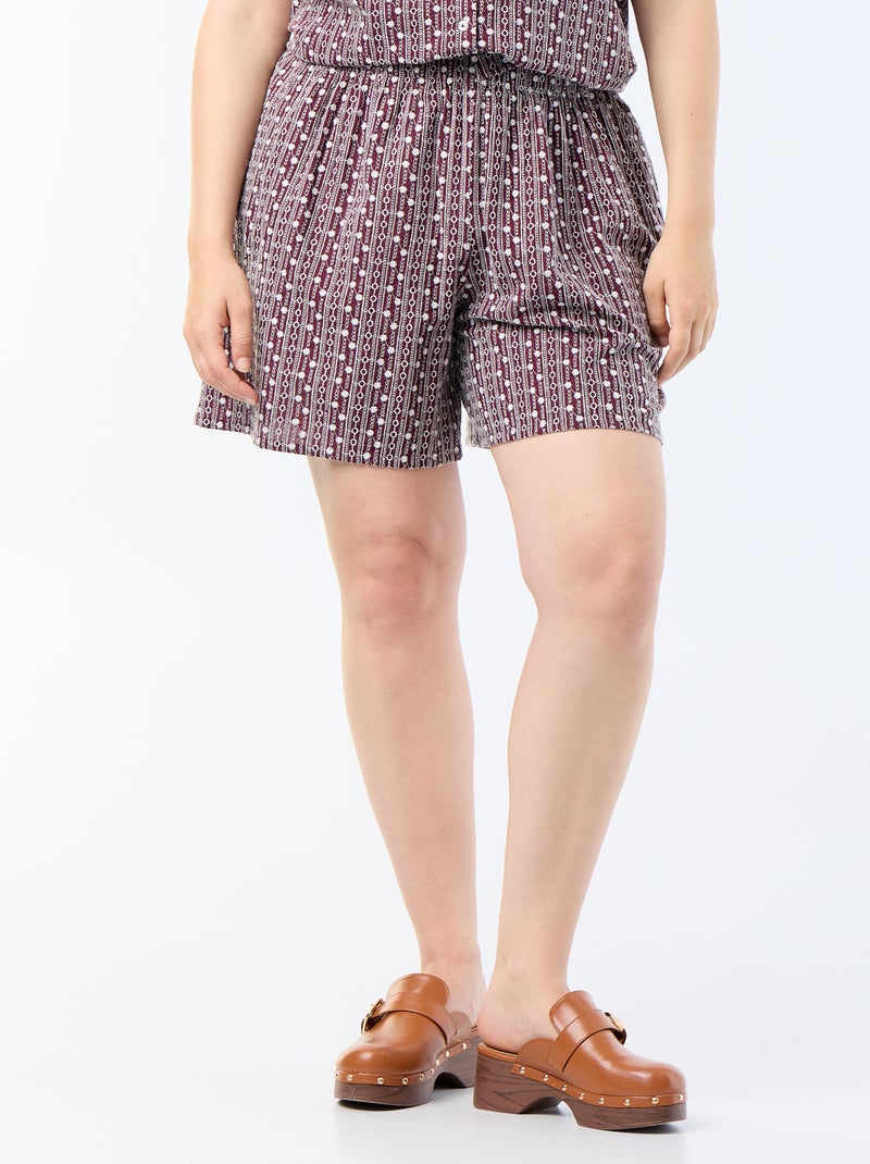 Wijde short met geborduurde prints Rose - Kiabi