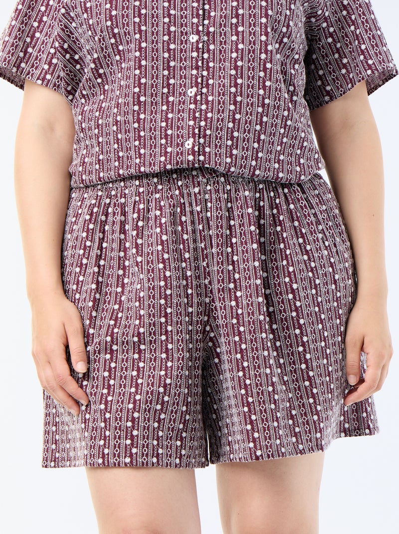 Wijde short met geborduurde prints Rose - Kiabi