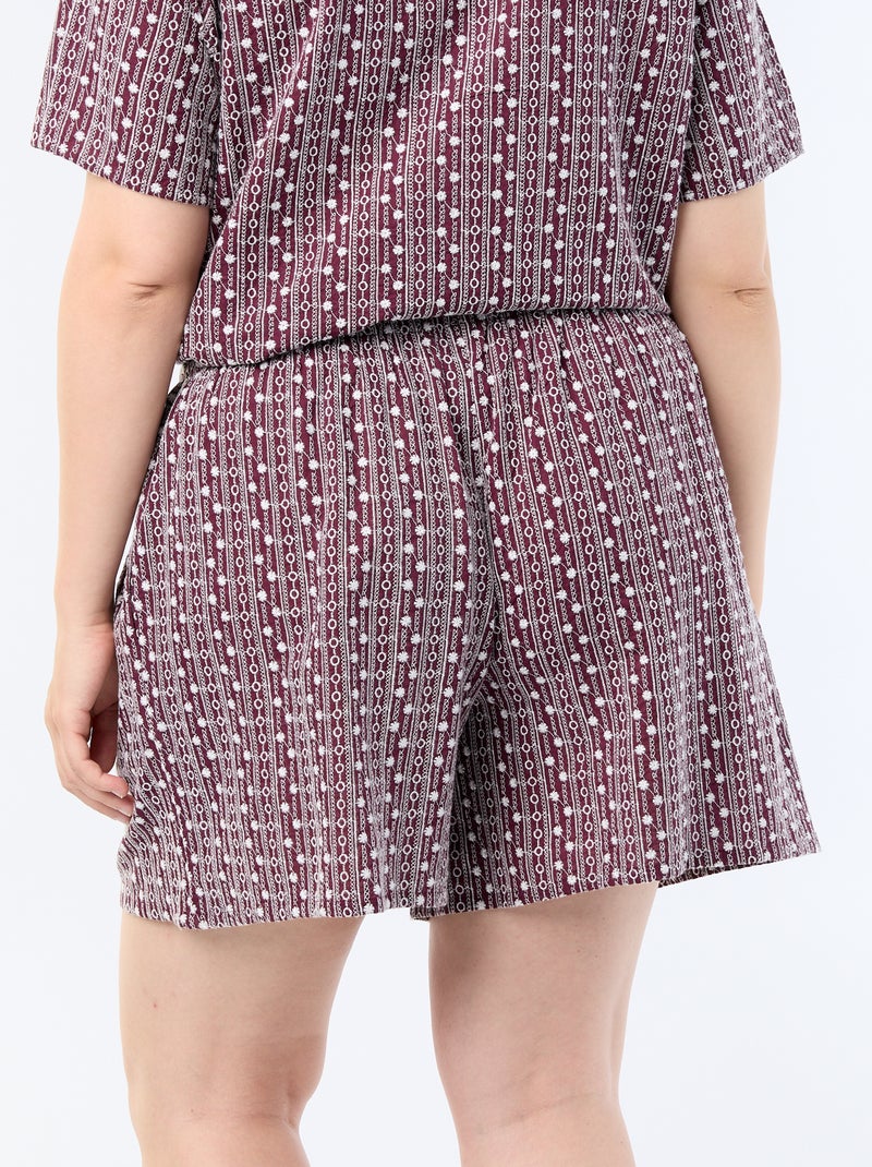Wijde short met geborduurde prints Rose - Kiabi
