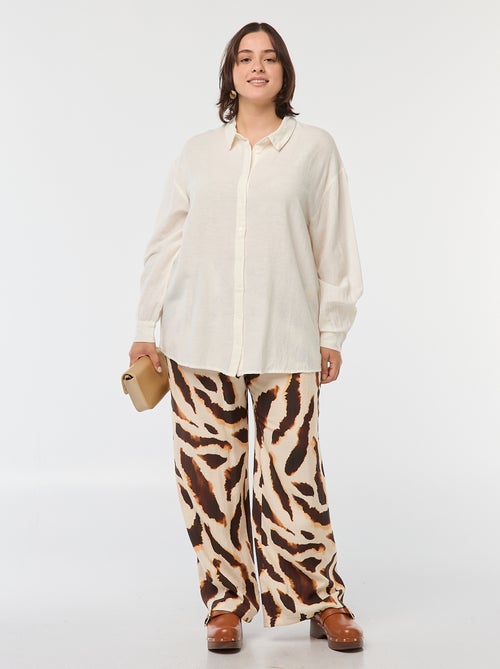 Wijde, soepelvallende broek met all-over motiefje - Kiabi