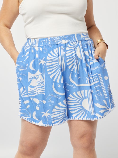 Wijde, soepelvallende short met marineprint - Kiabi