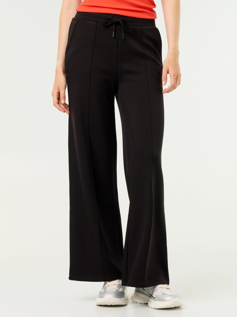 Wijde soft touch-broek Zwart - Kiabi