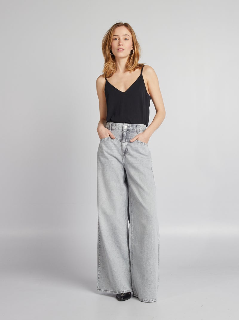 Wijde, stonewashed jeans GRIJS - Kiabi