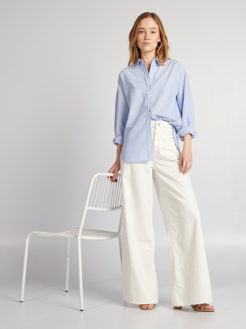 Wijde, stonewashed jeans WIT - Kiabi
