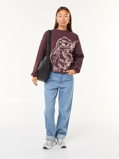 Wijde sweater met 'Stitch'-print - Kiabi