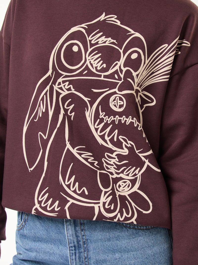 Wijde sweater met 'Stitch'-print Bruin - Kiabi