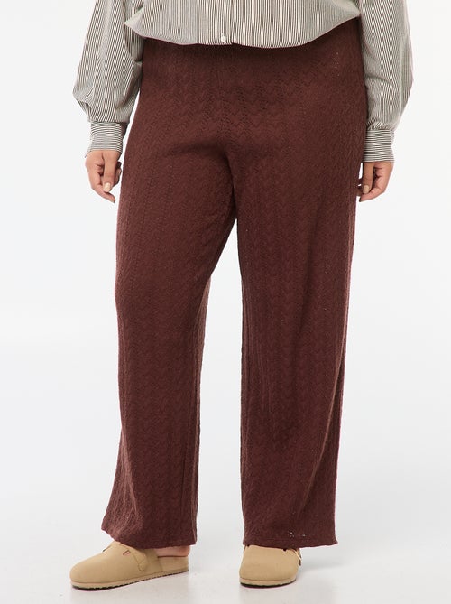 Wijde tricotbroek met ajourmotiefje - Kiabi